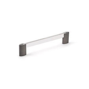 Richelieu BP872816094140 Contemporary Metal Pull in Chrome / Brushed Black Stainless Steel