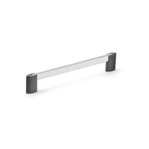 Richelieu BP872819294140 Contemporary Metal Pull in Chrome / Brushed Black Stainless Steel