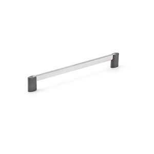 Richelieu BP872825694140 Contemporary Metal Pull in Chrome / Brushed Black Stainless Steel