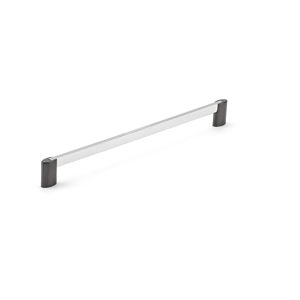 Richelieu BP872832094140 Contemporary Metal Pull in Chrome / Brushed Black Stainless Steel