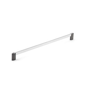 Richelieu BP872848094140 Contemporary Metal Pull in Chrome / Brushed Black Stainless Steel