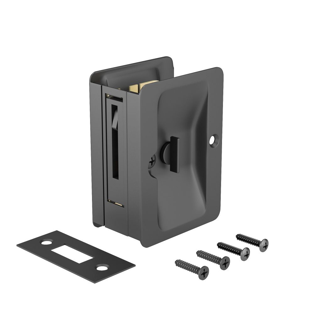 Richelieu Hardware 1701FBPSBC 3 1/4" Pocket Door Pull Privacy Rectangular in Black