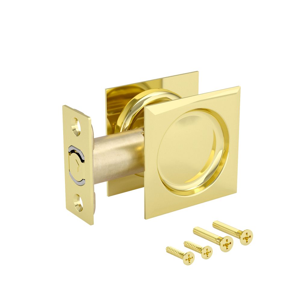 Richelieu Hardware 17SBB10 2 7/16" Pocket Door Pull Passage Square in Bright Brass