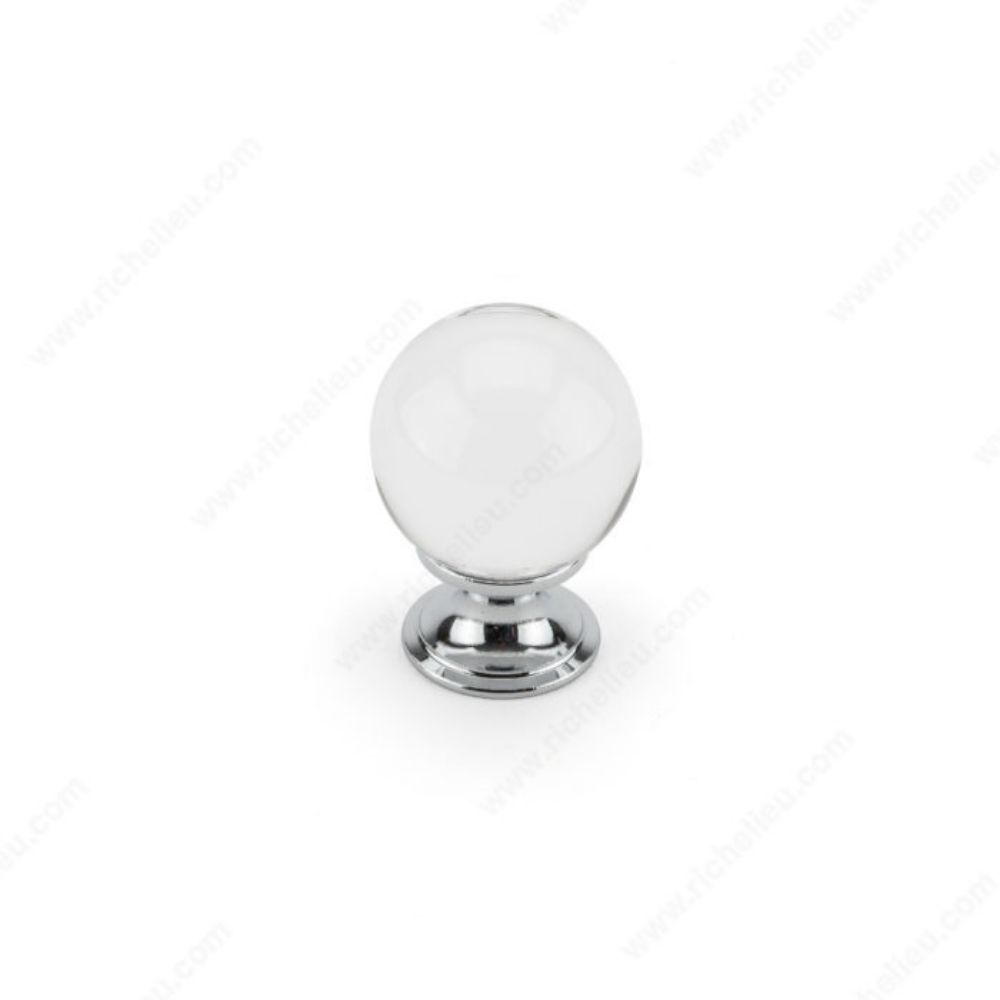 Richelieu BP033014011 0330 Contemporary Glass Knob in Clear / Chrome