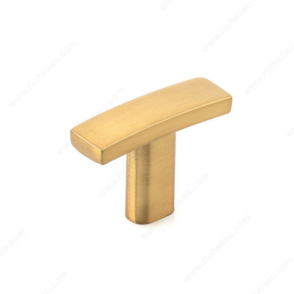 Richelieu BP65038158 Padova Collection 1 1/2-inch (38 mm) x 7/16-inch (11 mm) Aurum Brushed Gold Transitional Cabinet T Knob