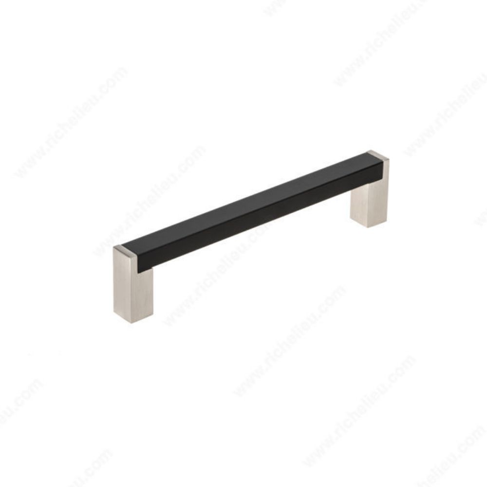 Richelieu BP801128195900 801 Contemporary Metal and Aluminum Pull in Matte Black / Brushed Nickel