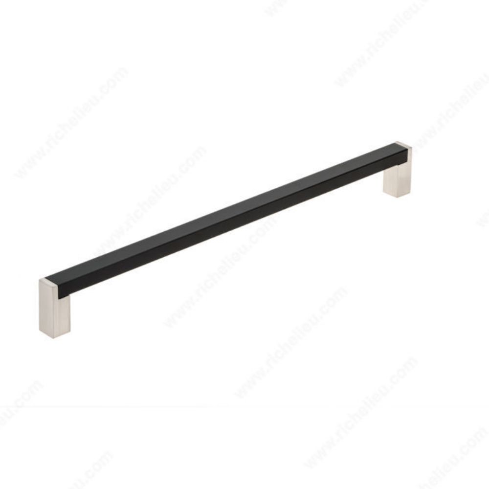 Richelieu BP801160195900 801 Contemporary Metal and Aluminum Pull in Matte Black / Brushed Nickel