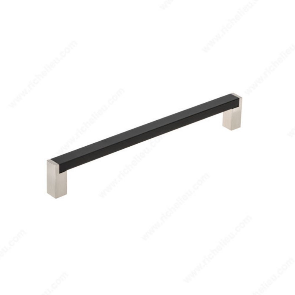 Richelieu BP801192195900 801 Contemporary Metal and Aluminum Pull in Matte Black / Brushed Nickel