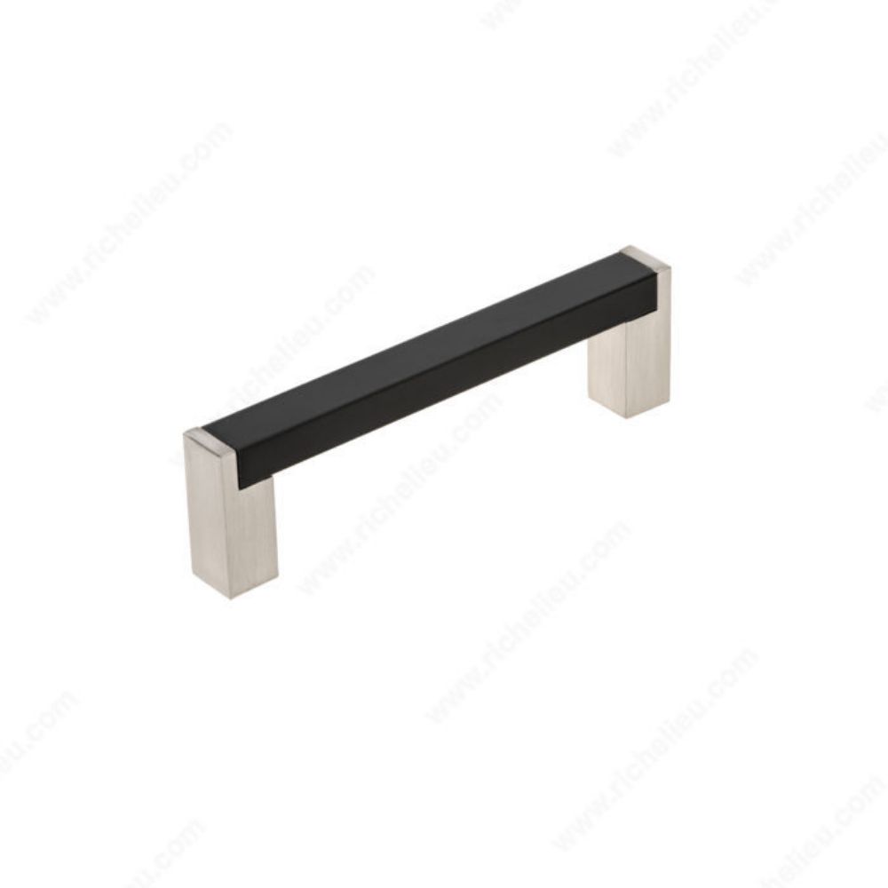 Richelieu BP80196195900 801 Contemporary Metal and Aluminum Pull in Matte Black / Brushed Nickel