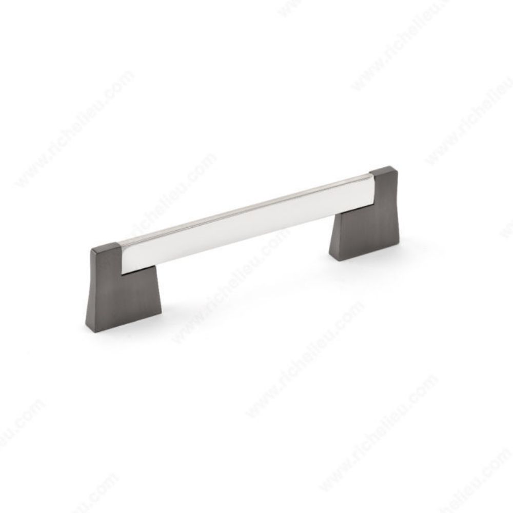 Richelieu BP872712894140 8727 Contemporary Metal Pull in Chrome / Brushed Black Stainless Steel