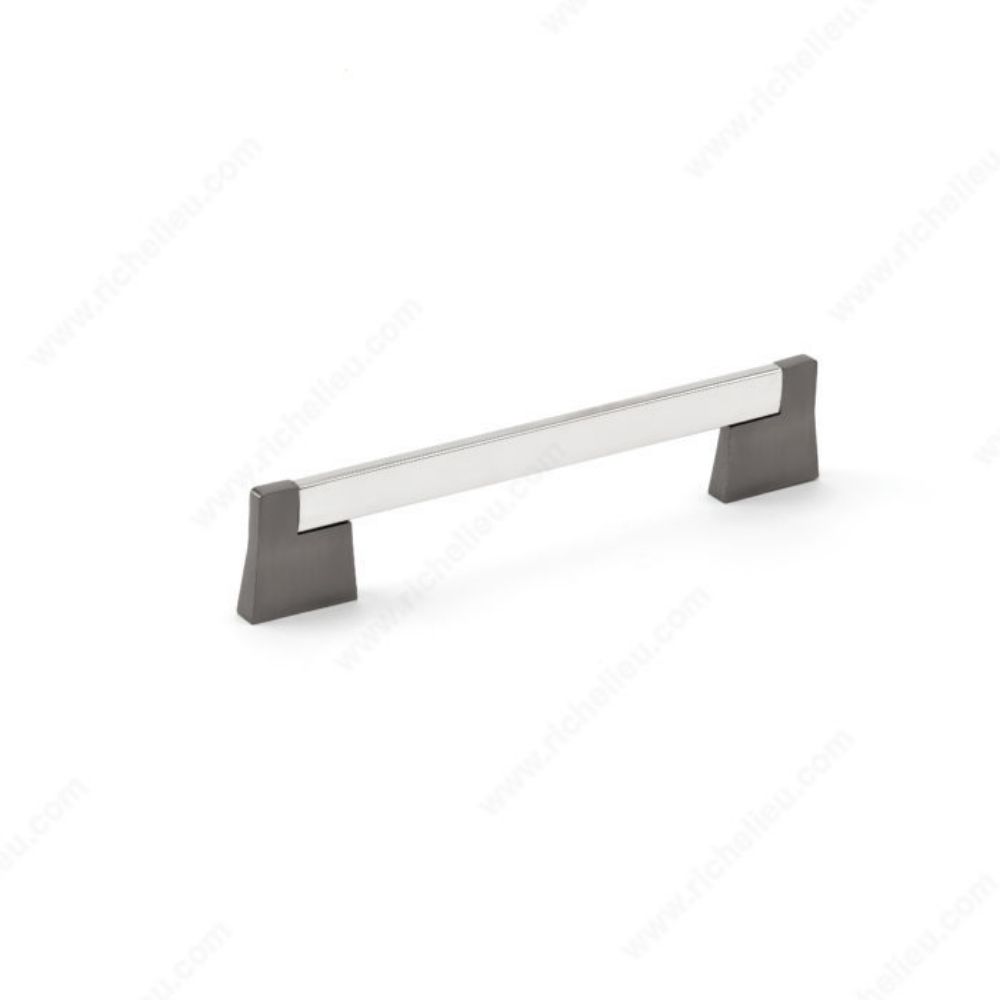 Richelieu BP872716094140 8727 Contemporary Metal Pull in Chrome / Brushed Black Stainless Steel