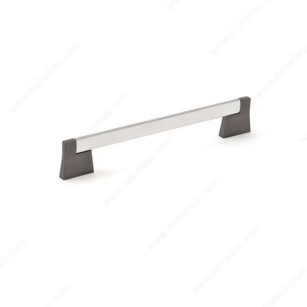 Richelieu BP872719294140 8727 Contemporary Metal Pull in Chrome / Brushed Black Stainless Steel