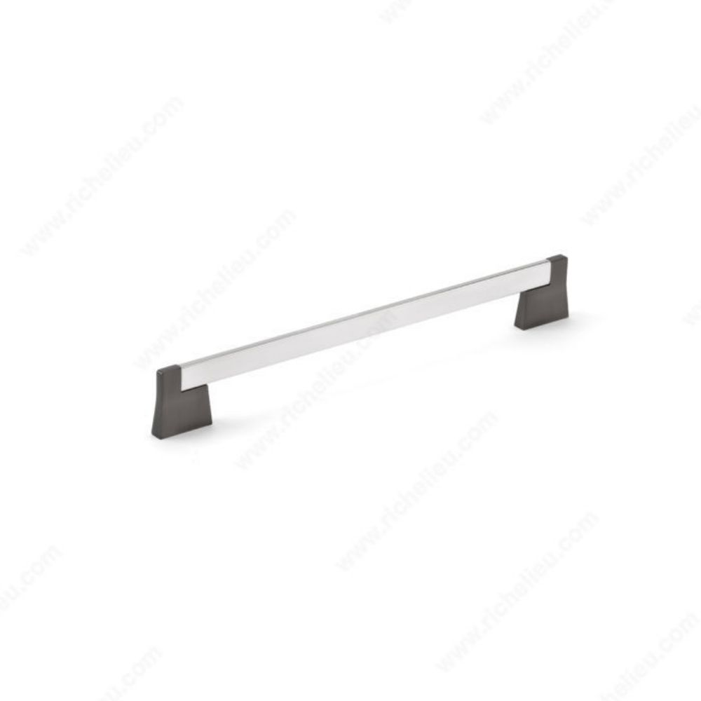 Richelieu BP872725694140 8727 Contemporary Metal Pull in Chrome / Brushed Black Stainless Steel