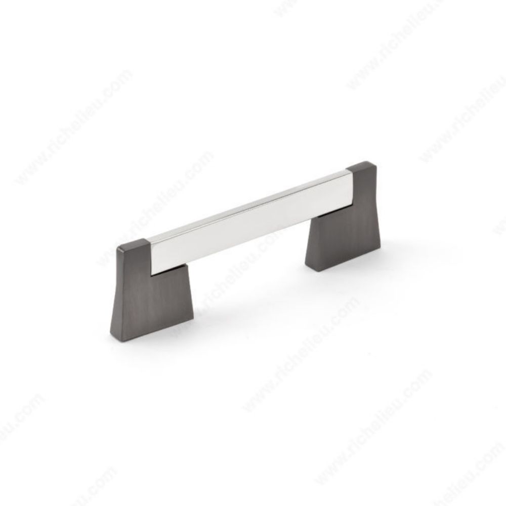 Richelieu BP87279694140 8727 Contemporary Metal Pull in Chrome / Brushed Black Stainless Steel