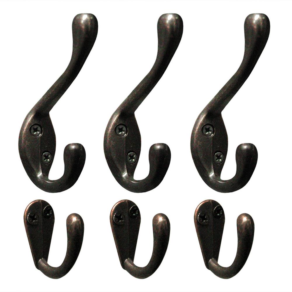Onward by Richelieu 60645ABR Utility Metal Hook Set - 606 Pack of 6 in Antique Brass