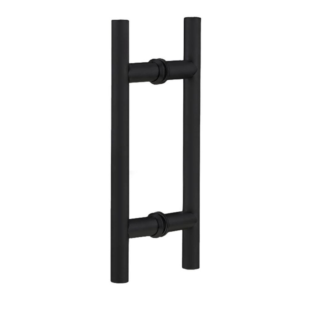 Richelieu Hardware 87H2R196900 6" Center to Center Round Back to Back Pull for Glass Door in Matte Black