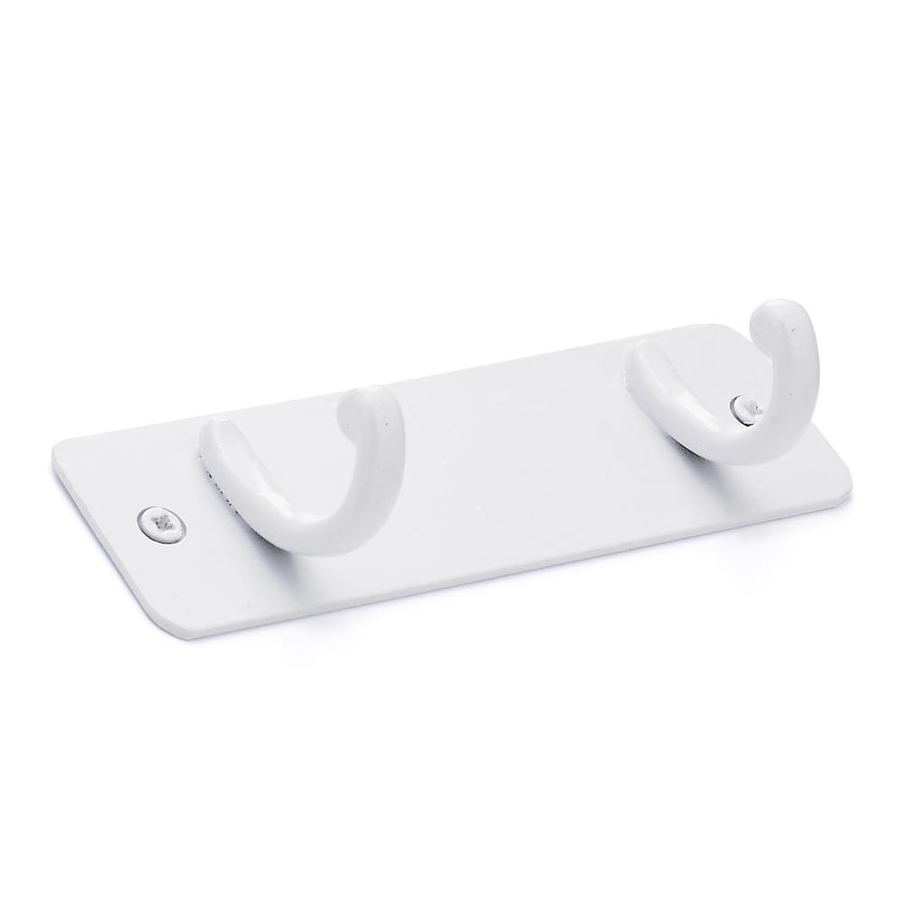 Richelieu Hardware T561930 Traditional Metal Double Hook With Backplate 144MM X 45MM White Finish