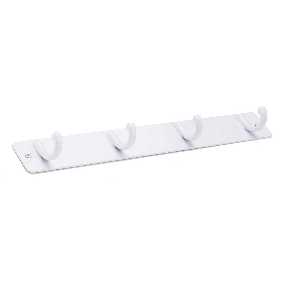 Richelieu Hardware T562130 Traditional Metal Quadruple Hook With Backplate 319MM X 45MM White Finish