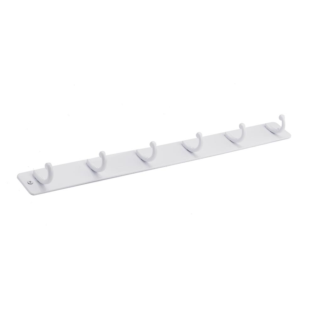 Richelieu Hardware T562230 Traditional Metal Six Hooks With Backplate 498MM X 45MM White Finish