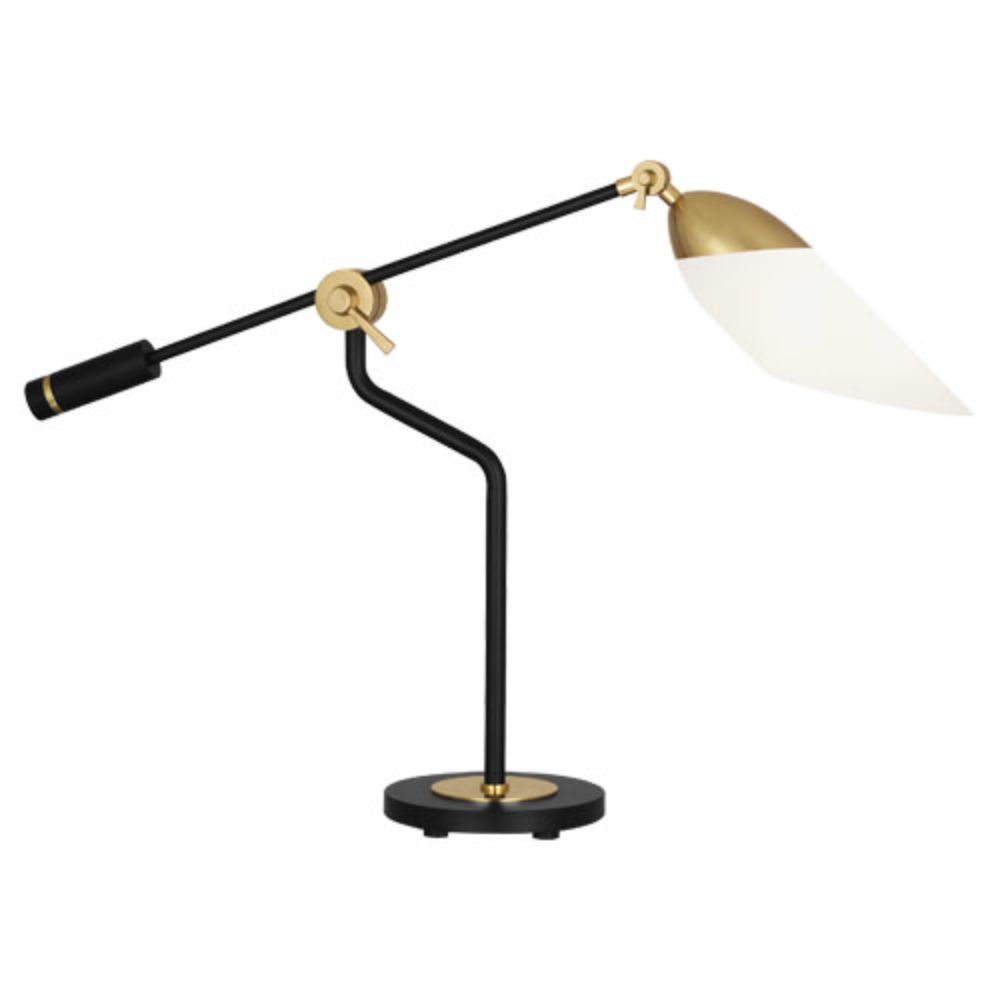 Robert Abbey 1210 Ferdinand Table Lamp with Matte Black Painted Finish W/ Modern Brass Accents