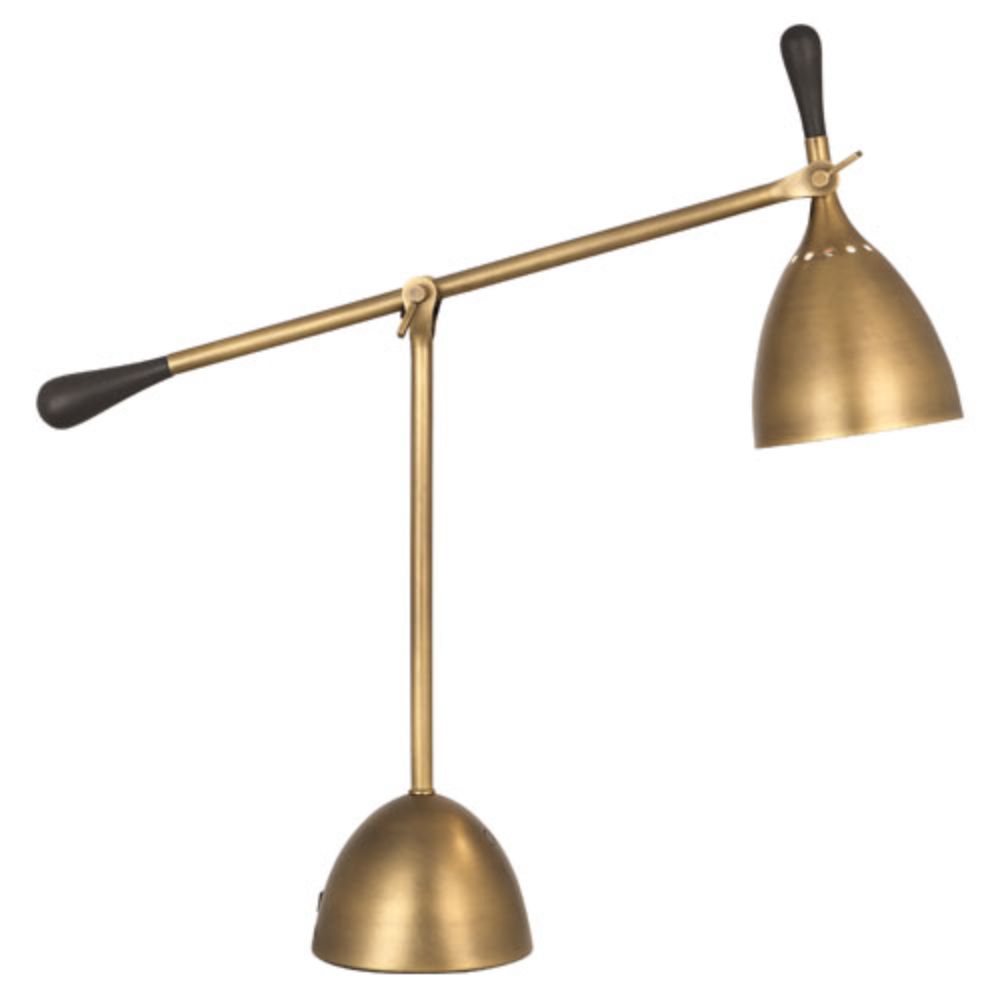 Robert Abbey 1340 Ledger Table Lamp with Warm Brass Finish With Dark Walnut Accents