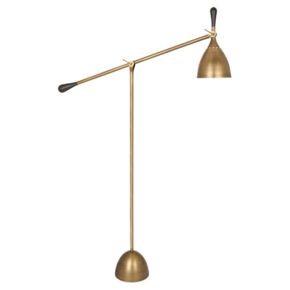 Robert Abbey 1341 Ledger Floor Lamp with Warm Brass Finish With Dark Walnut Accents