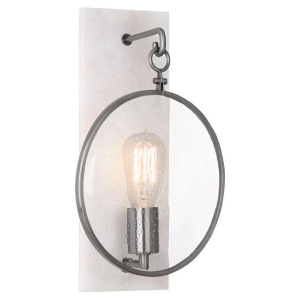 Robert Abbey 1418 Fineas Wall Sconce with Dark Antique Nickel Finish With Alabaster Stone Back Plate
