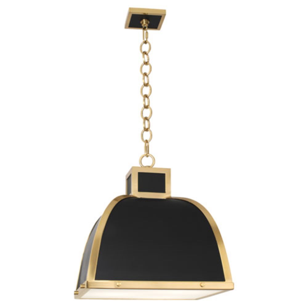 Robert Abbey 1444 Ranger Pendant with Matte Black Painted Finish With Modern Brass Accents