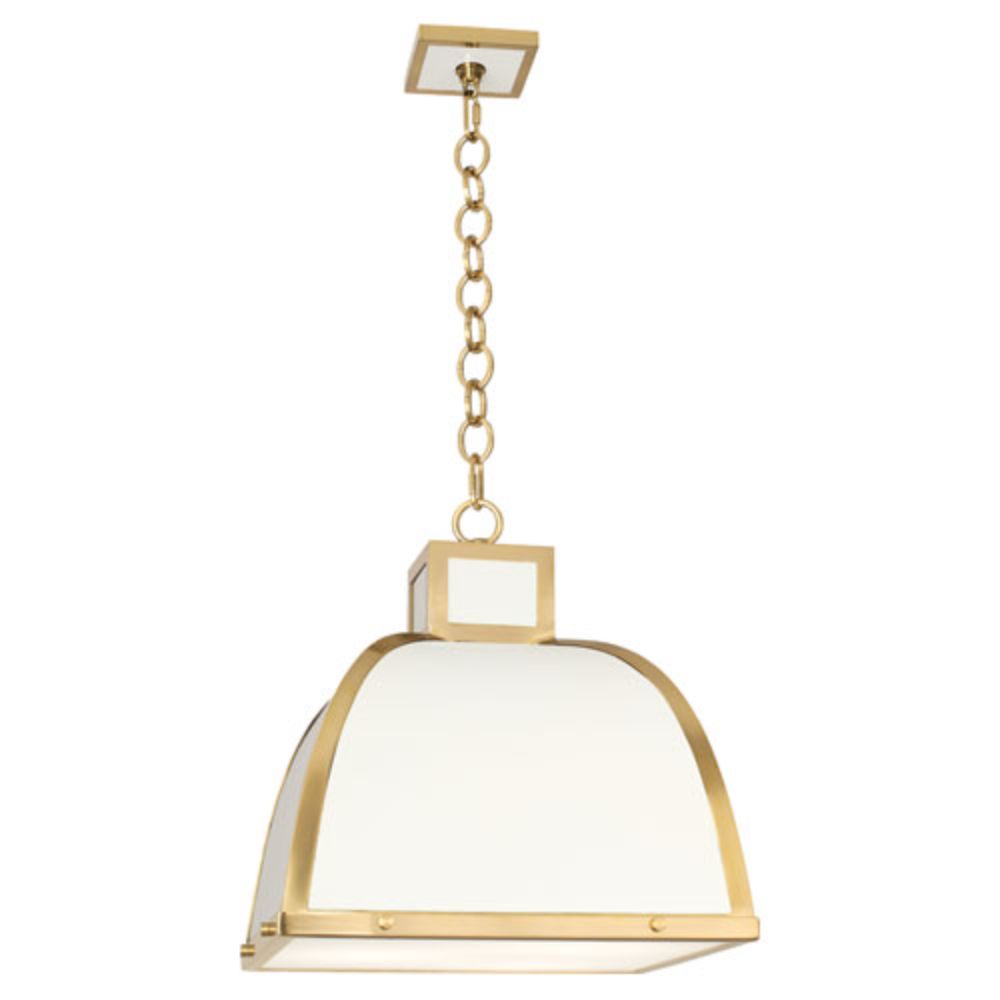 Robert Abbey 1445 Ranger Pendant with Glossy White Painted Finish With Modern Brass Accents