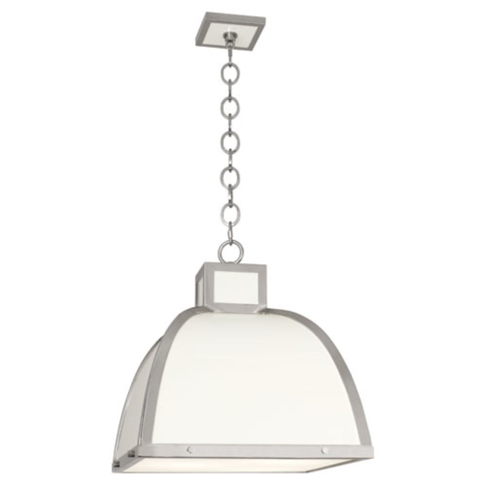 Robert Abbey 1447 Ranger Pendant with Glossy White Painted Finish With Polished Nickel Accents