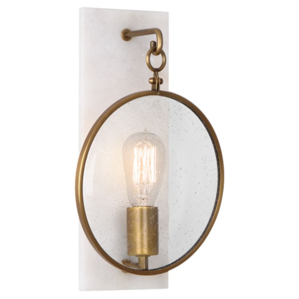 Robert Abbey 1518 Fineas Wall Sconce with Aged Brass Finish With Alabaster Stone Accents