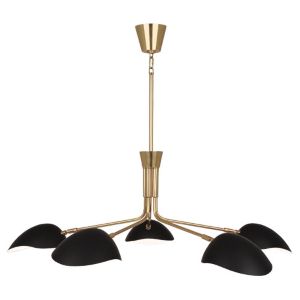 Robert Abbey 1522 Rico Espinet Racer Chandelier with Modern Brass Finish With Matte Black Adjustable Shades