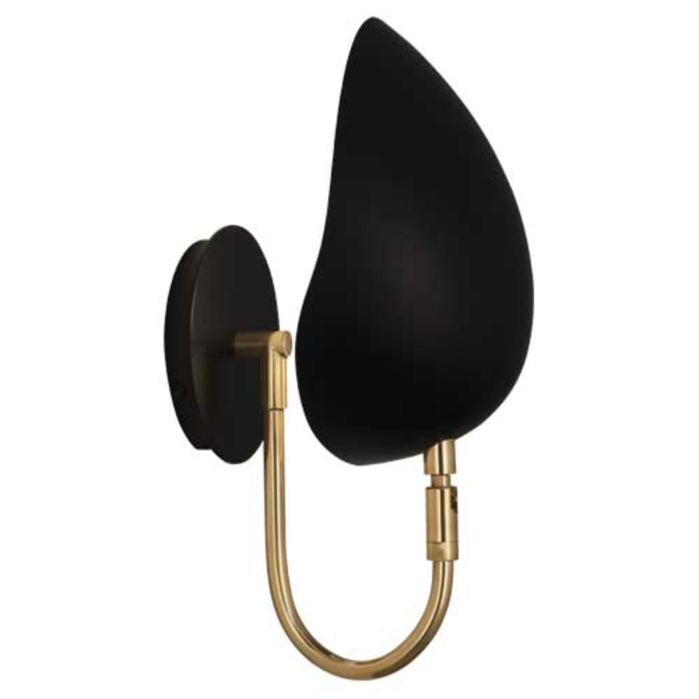 Robert Abbey 1524 Rico Espinet Racer Wall Sconce with Modern Brass Finish With Matte Black Adjustable Shades