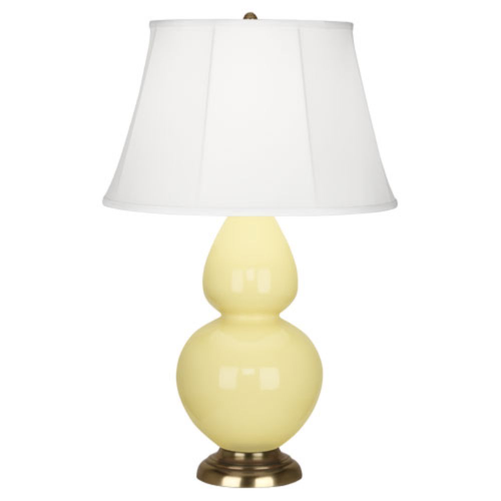 Robert Abbey 1604 Butter Double Gourd Table Lamp with Butter Glazed Ceramic With Antique Brass Accents