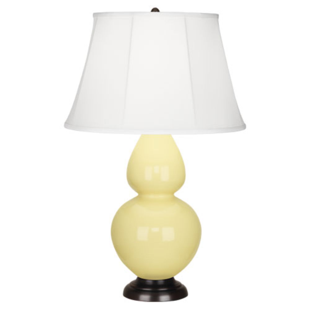 Robert Abbey 1605 Butter Double Gourd Table Lamp with Butter Glazed Ceramic With Deep Patina Bronze Accents