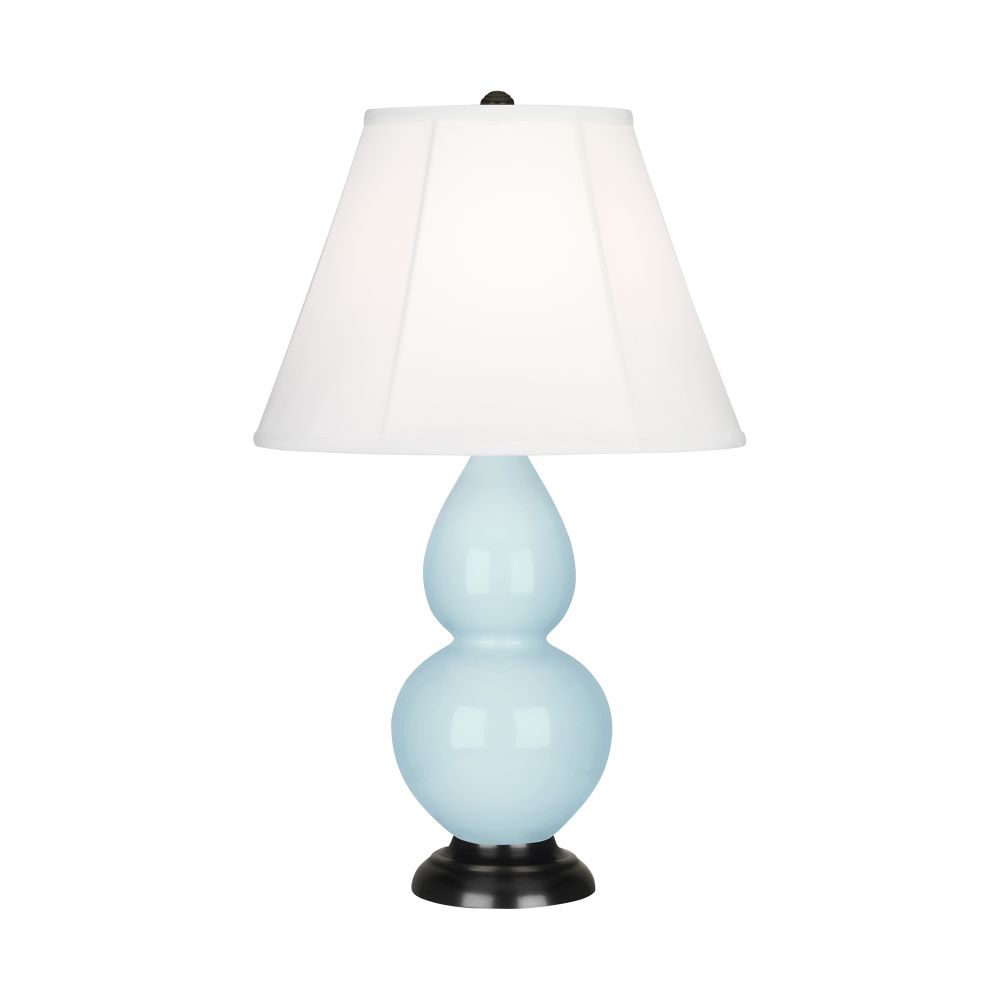 Robert Abbey 1656 Baby Blue Small Double Gourd Accent Lamp with Baby Blue Glazed Ceramic With Deep Patina Bronze Finished Accents