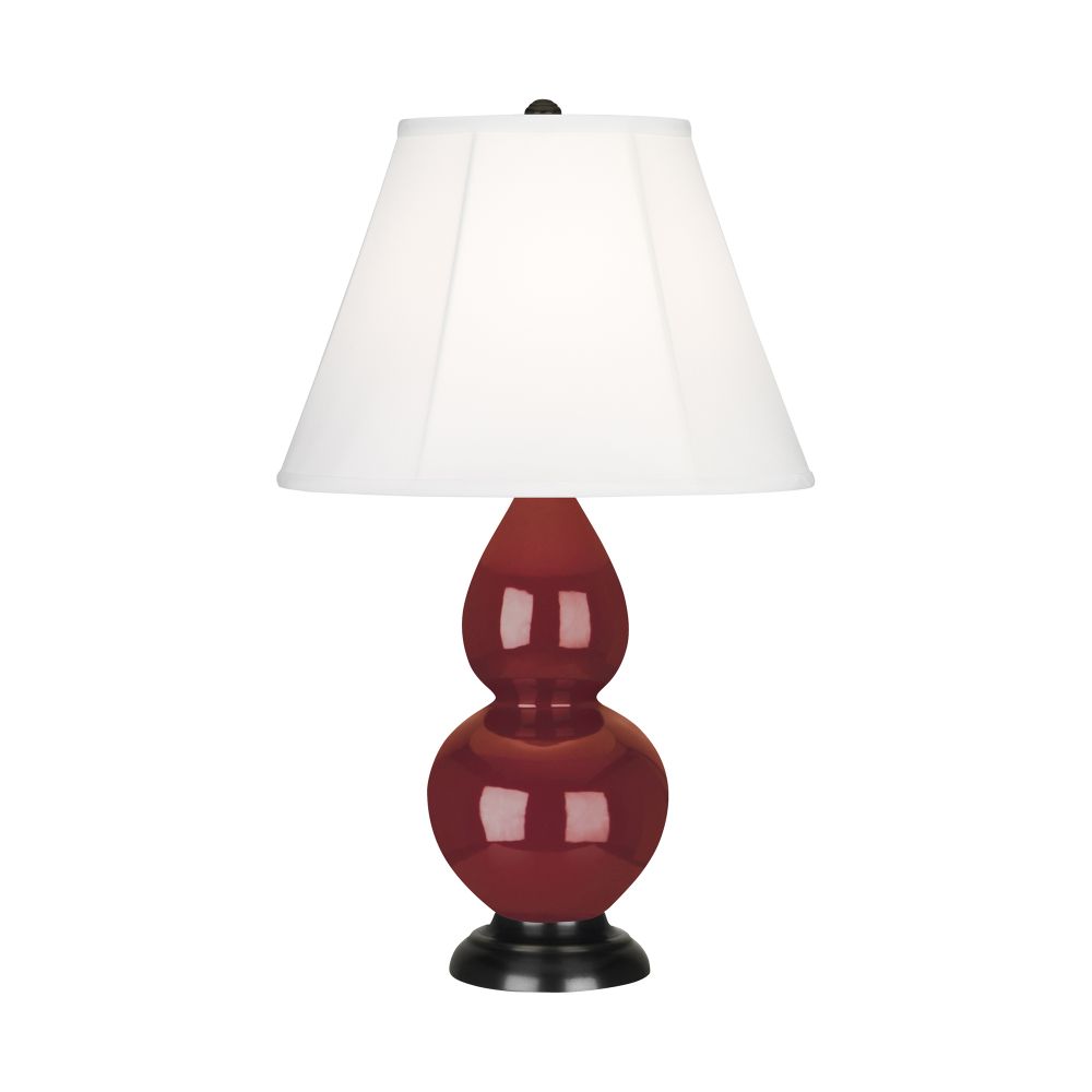 Robert Abbey 1657 Oxblood Small Double Gourd Accent Lamp with Oxblood Glazed Ceramic With Deep Patina Bronze Finished Accents
