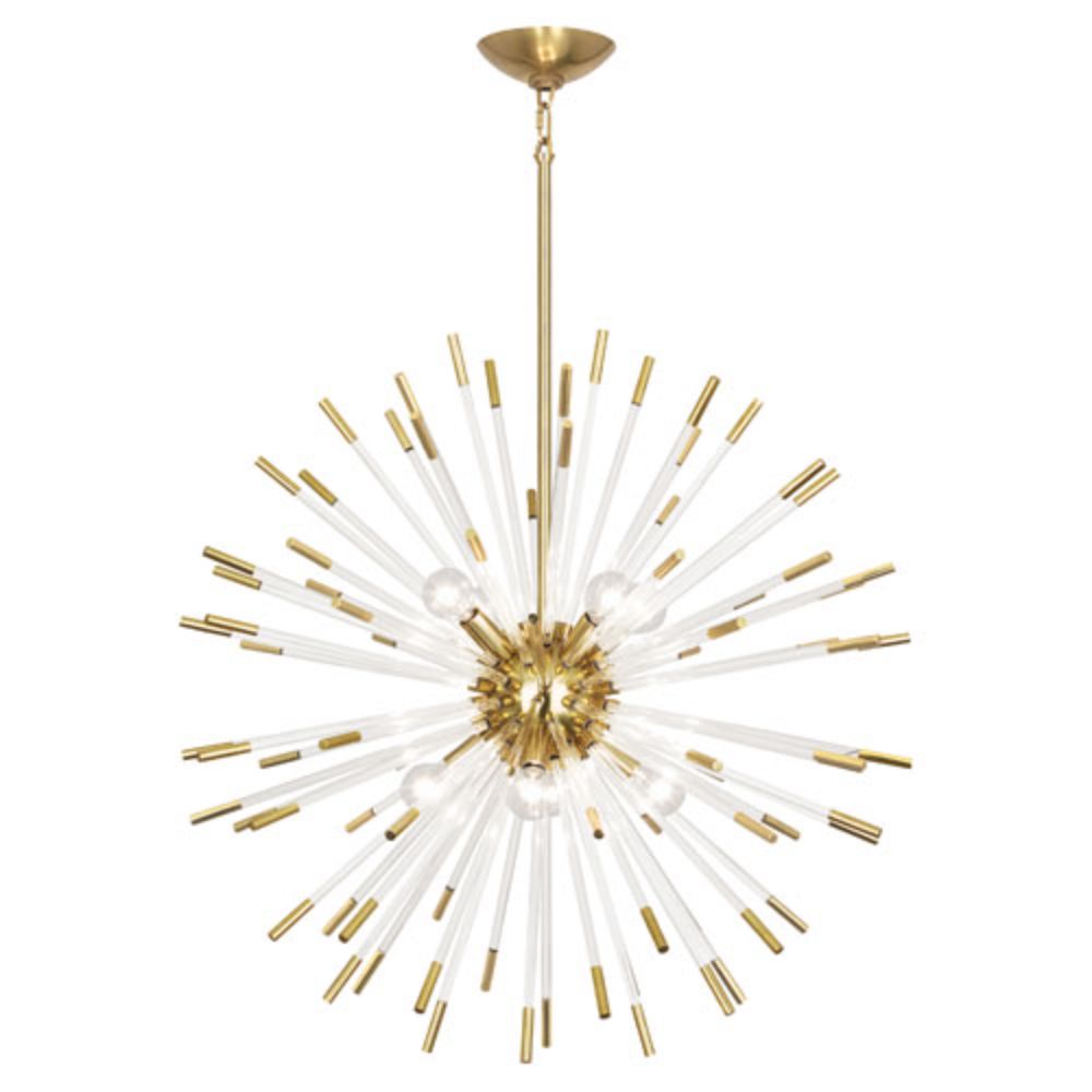 Robert Abbey 166 Andromeda Chandelier with Modern Brass Finish With Clear Acrylic Rods