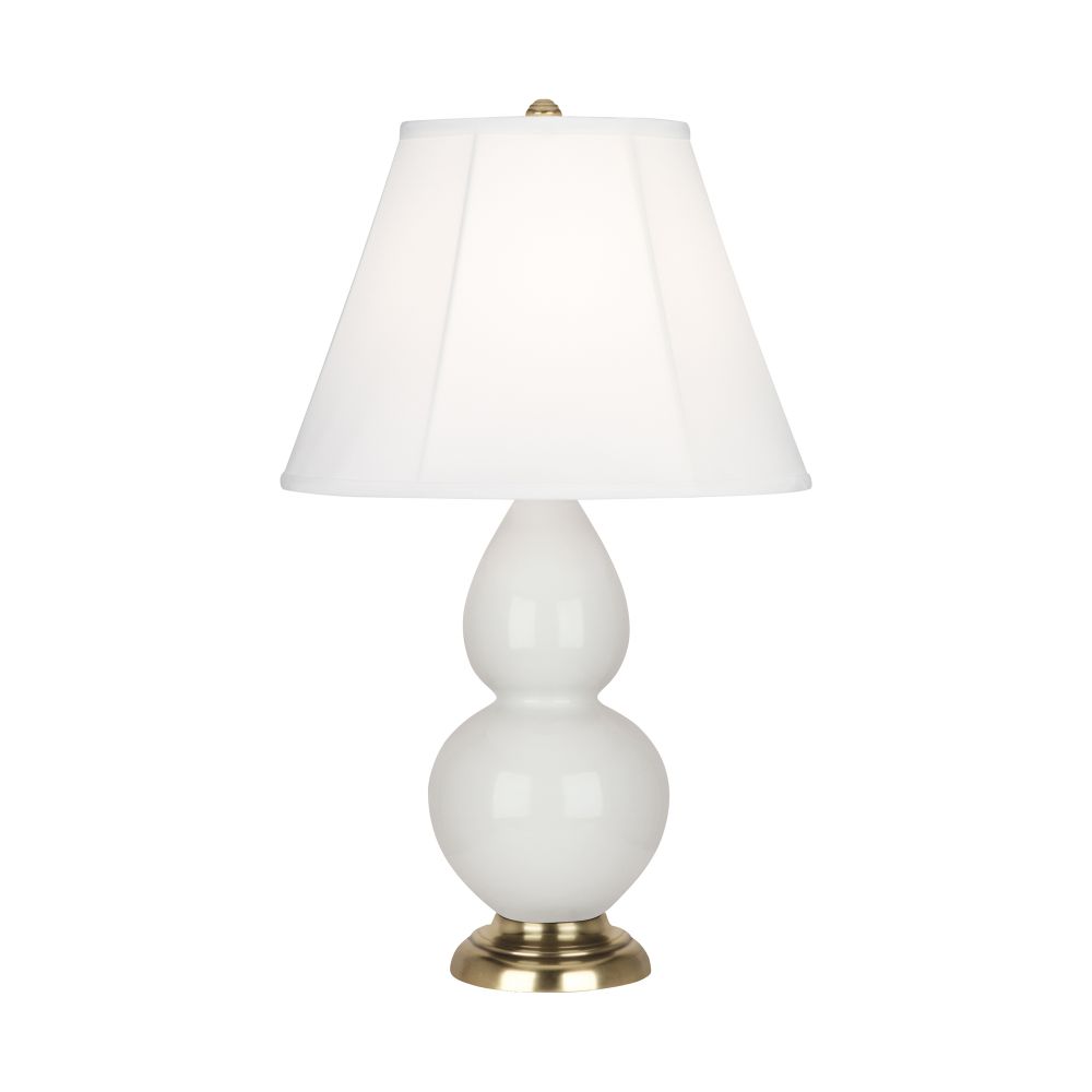 Robert Abbey 1680 Lily Small Double Gourd Accent Lamp with Lily Glazed Ceramic With Antique Natural Brass Finished Accents