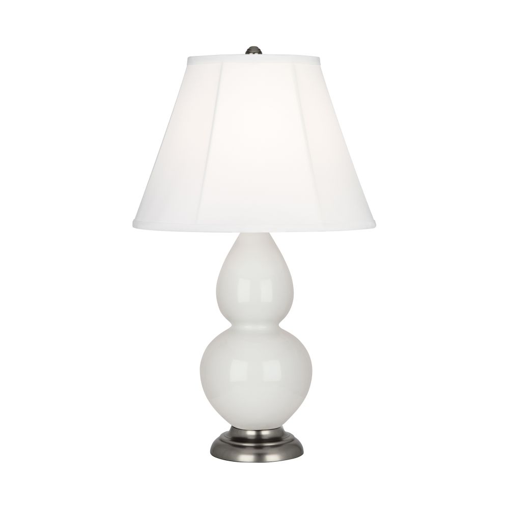 Robert Abbey 1690 Lily Small Double Gourd Accent Lamp with Lily Glazed Ceramic With Antique Silver Finished Accents
