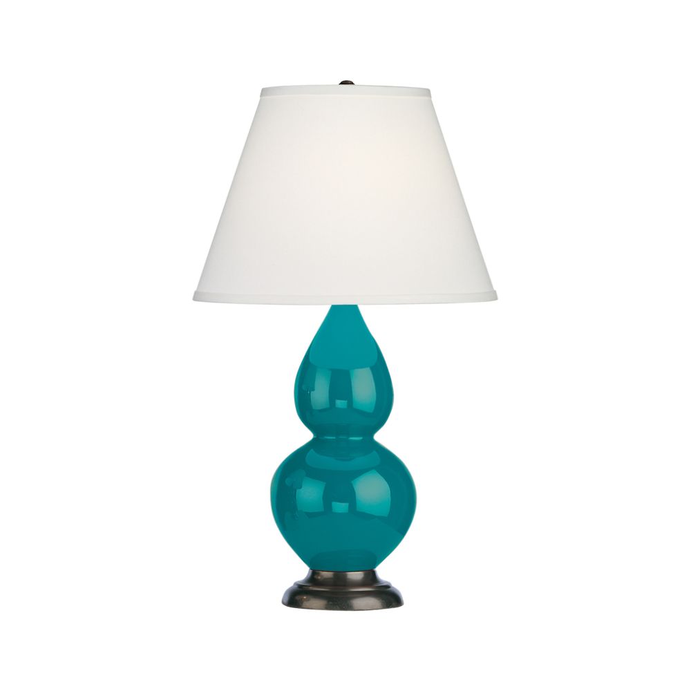 Robert Abbey 1772X Peacock Small Double Gourd Accent Lamp with Peacock Glazed Ceramic