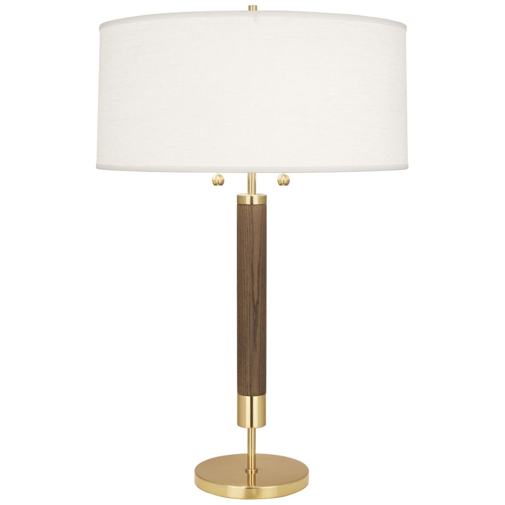 Robert Abbey 205 Dexter Table Lamp with Modern Brass Finish With Walnut Finished Wood Column