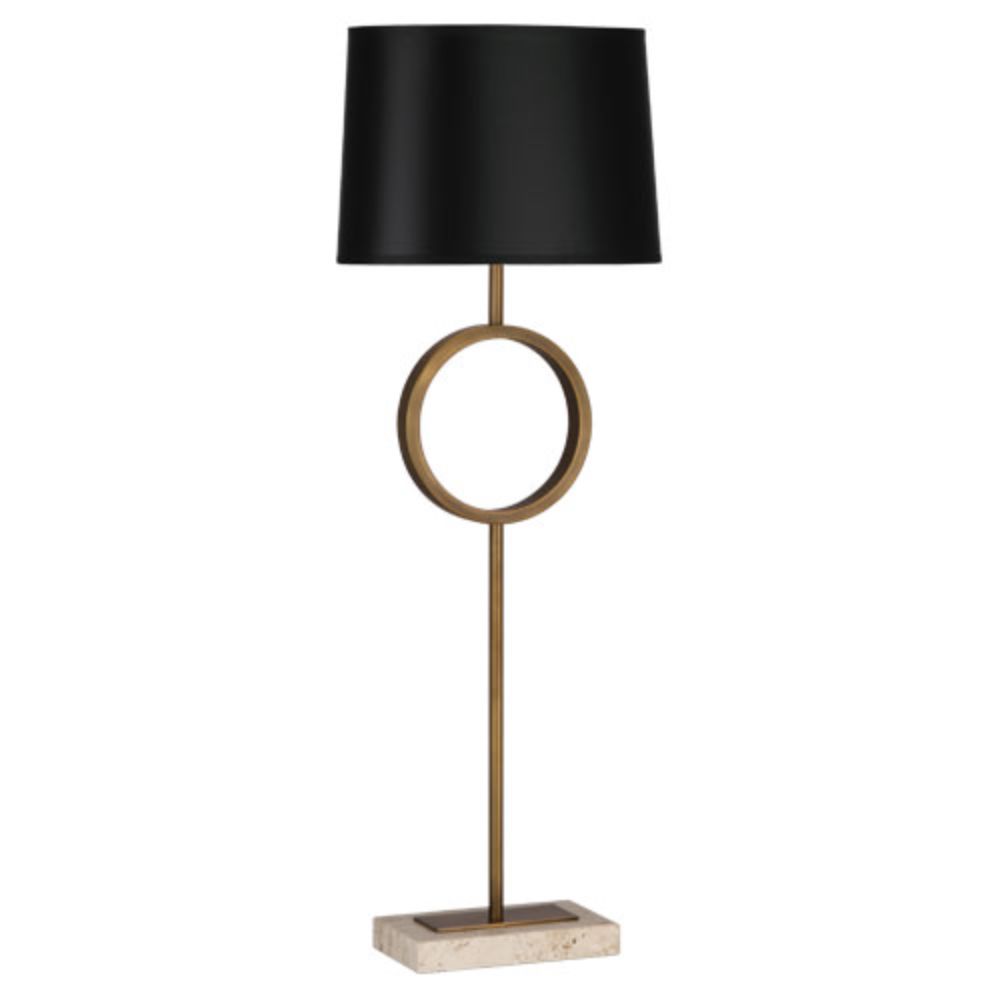 Robert Abbey 2257B Logan Table Lamp with Aged Brass With Travertine Stone Base Rhbn