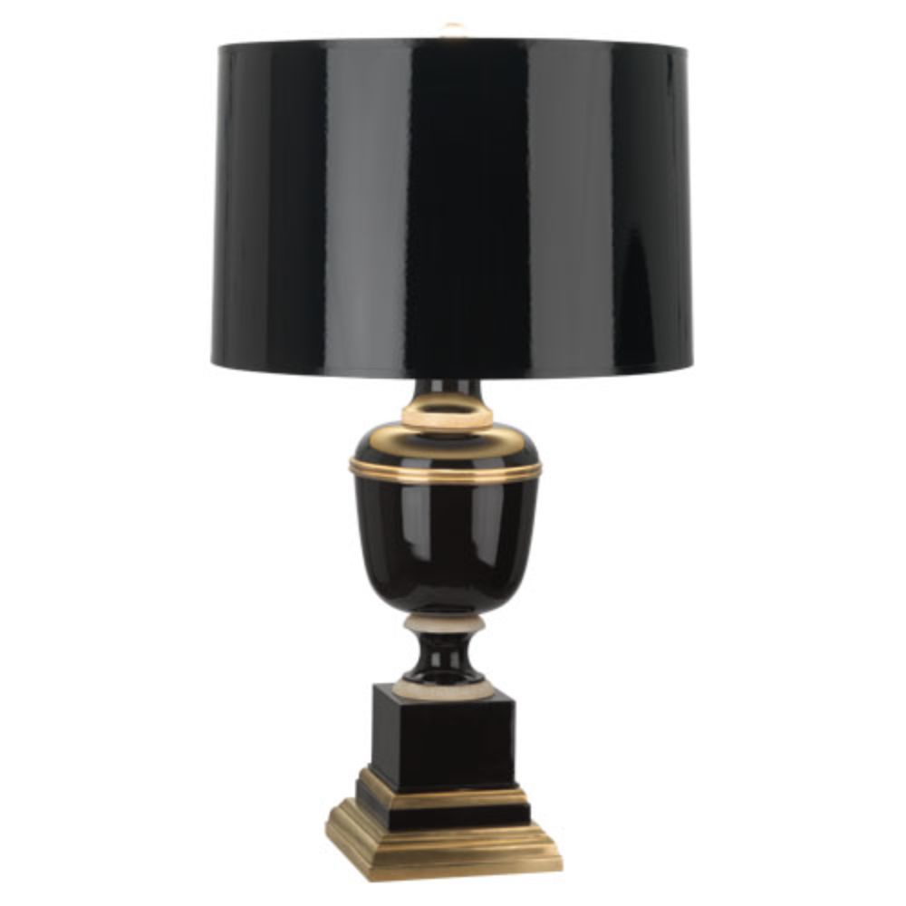 Robert Abbey 2503 Annika Table Lamp with Black Lacquered Paint With Natural Brass And Ivory Crackle Accents