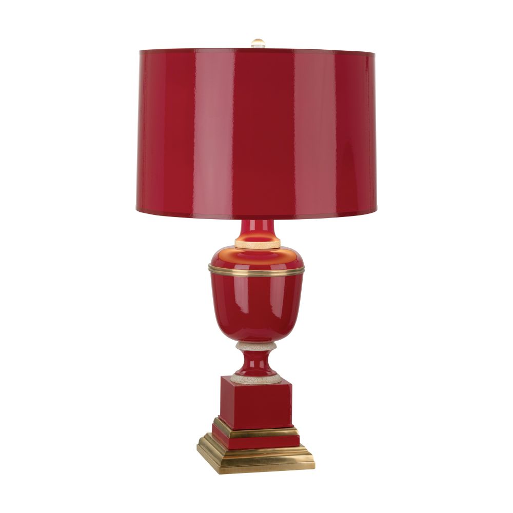 Robert Abbey 2505 Annika Accent Lamp with Red Lacquered Paint And Natural Brass With Ivory Crackle Accents