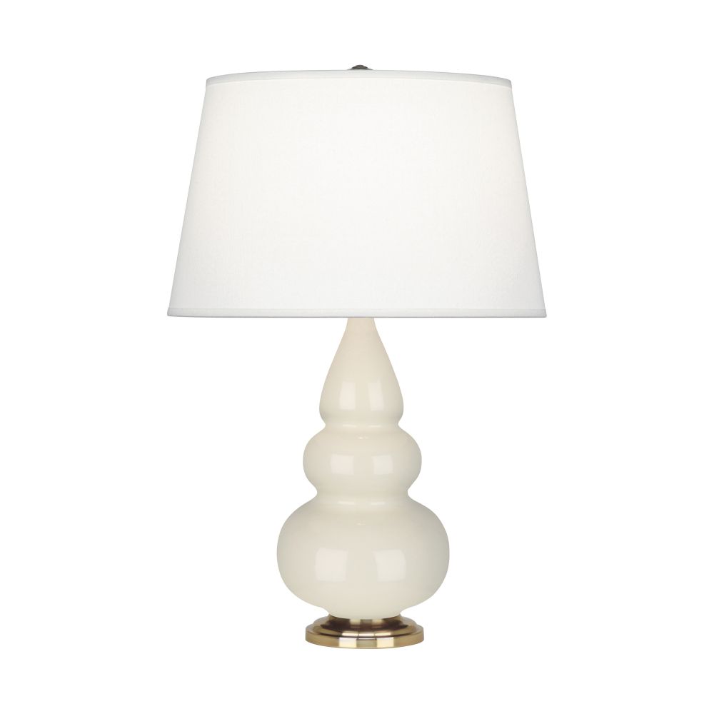 Robert Abbey 254X Bone Small Triple Gourd Accent Lamp with Bone Glazed Ceramic With Antique Natural Brass Finished Accents