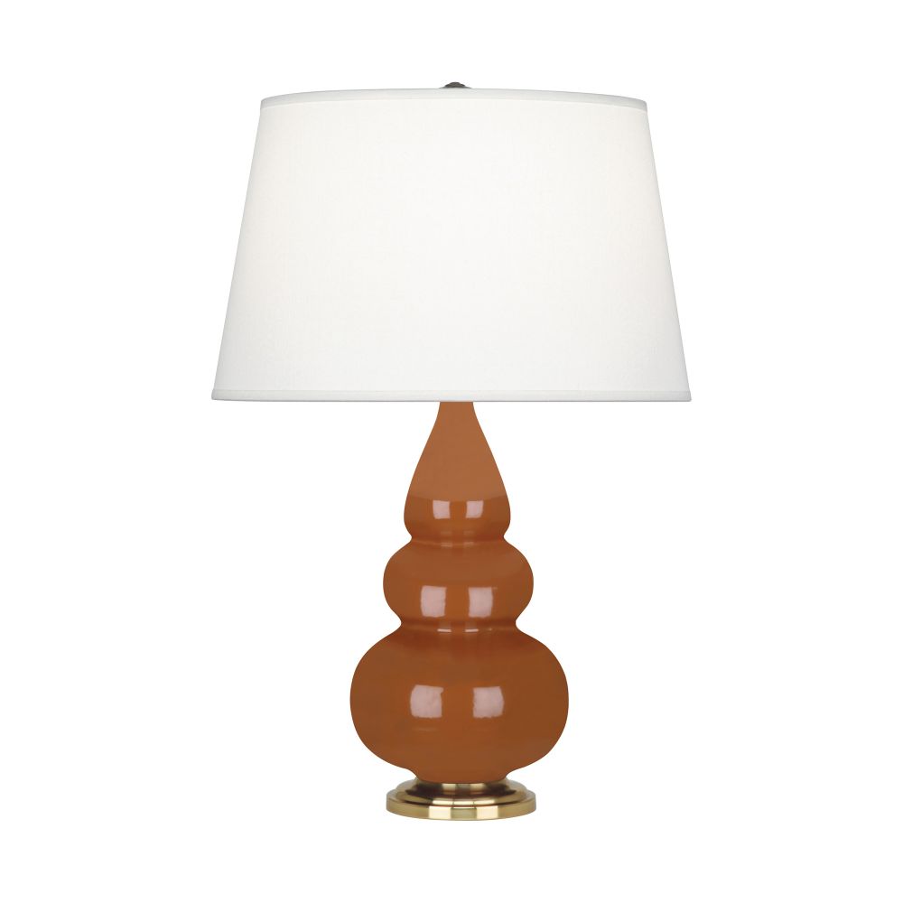 Robert Abbey 255X Cinnamon Small Triple Gourd Accent Lamp with Cinnamon Glazed Ceramic With Antique Natural Brass Finished Accents