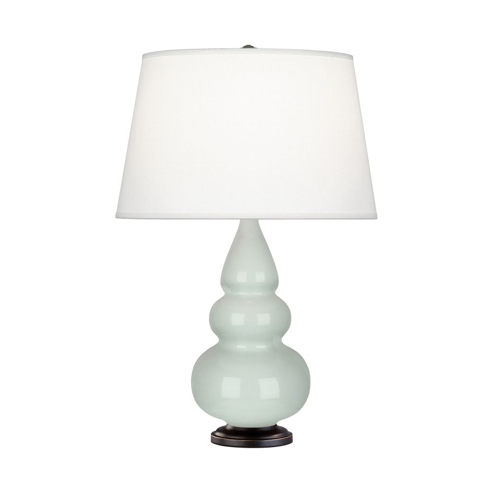 Robert Abbey 257X Celadon Small Triple Gourd Accent Lamp with Celadon Glazed Ceramic With Deep Patina Bronze Finished Accents