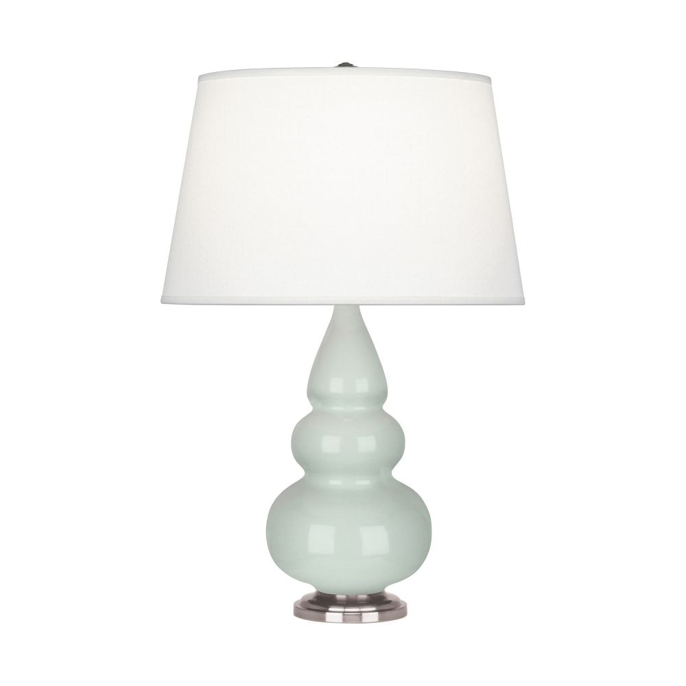 Robert Abbey 258X Celadon Small Triple Gourd Accent Lamp with Celadon Glazed Ceramic With Antique Silver Finished Accents