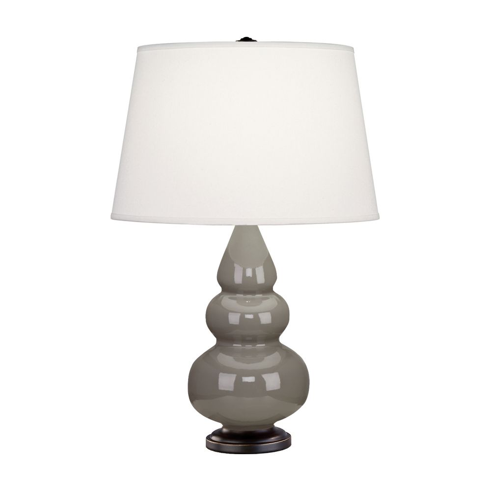 Robert Abbey 269X Smokey Taupe Small Triple Gourd Accent Lamp with Smoky Taupe Glazed Ceramic With Deep Patina Bronze Finished Accents